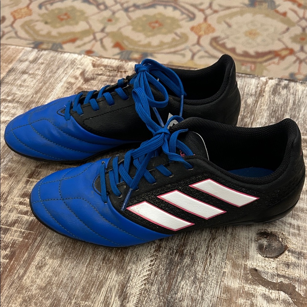 Adidas boys Black and Blue and pink soccer cleats